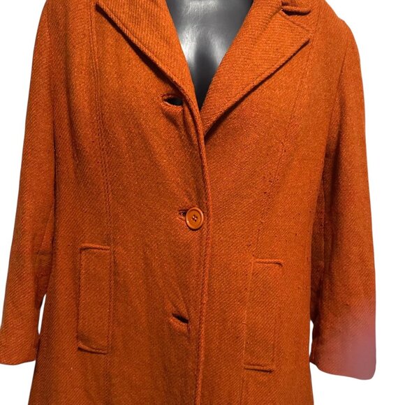Mondo Di Marco 1970s Vintage Womens Wool Blazer Jacket Medium Orange Retro Lined - Picture 5 of 16